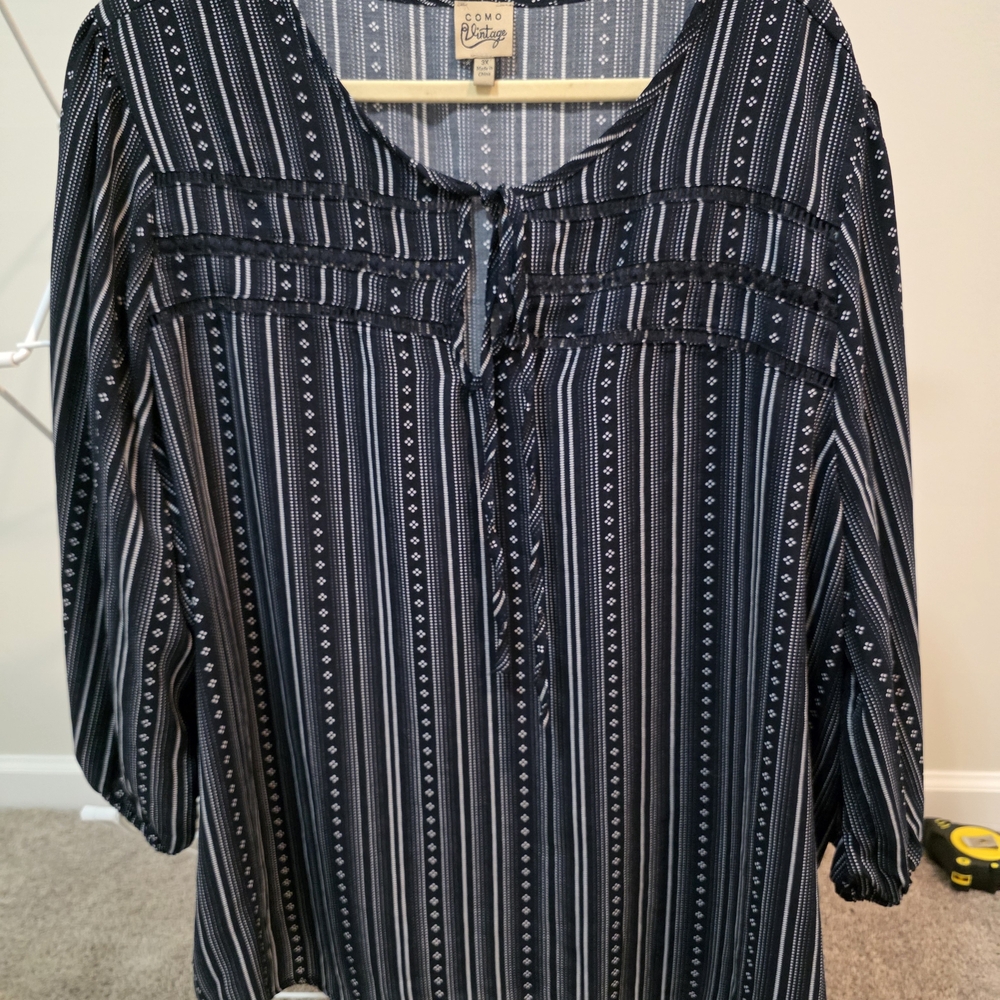 Romy Women's Black and White Striped Top